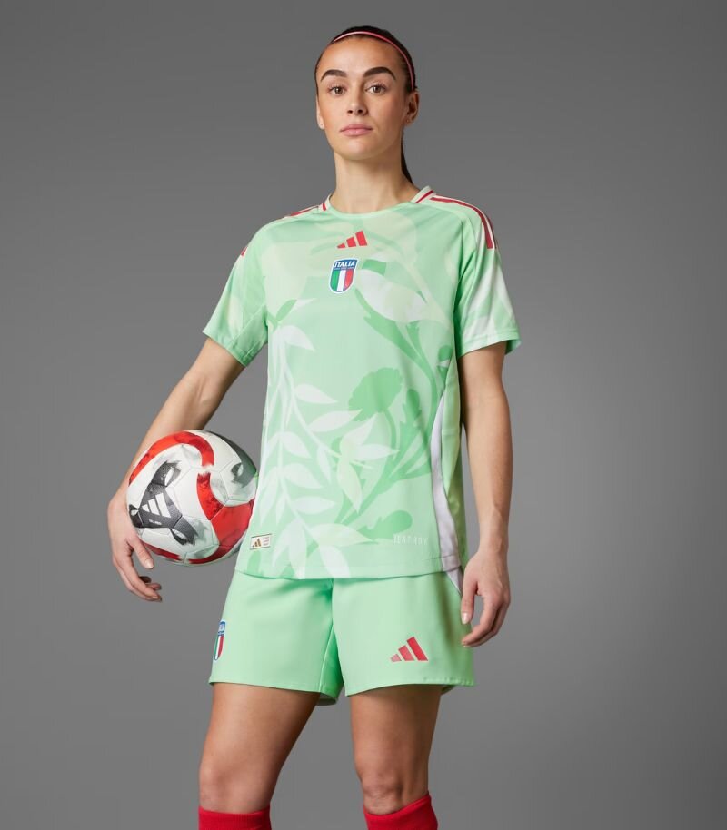 italy away kit 2025 from adidas in light green